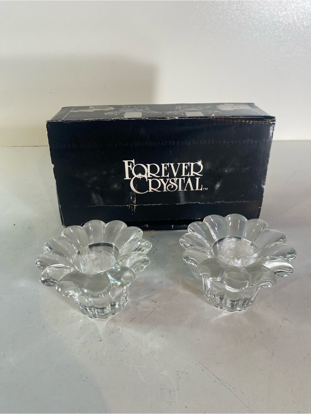 Set Of 2 Forever Crystal Candle Votive Holders In Original Box